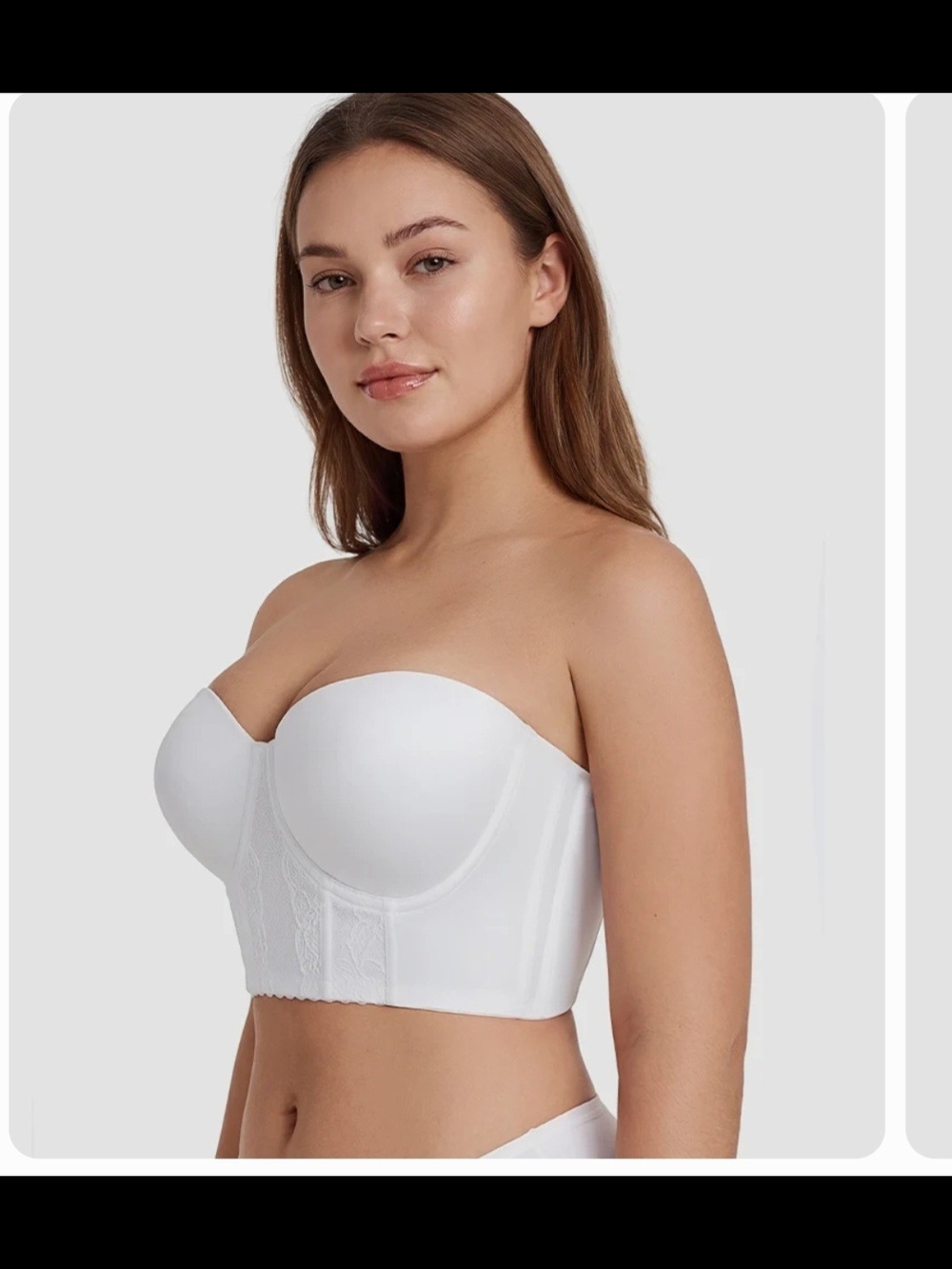 White Longline Strapless Bra with Removable Straps